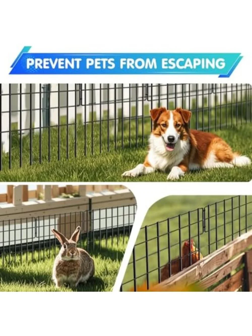 28ft Dog Digging Barrier Fence - Rustproof Metal Animal Edging for Garden